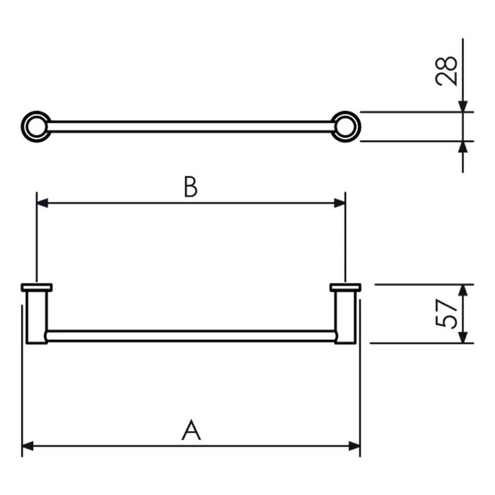 Toalheiro de Banho Simples 60cm Solution Cromado - Crismoe