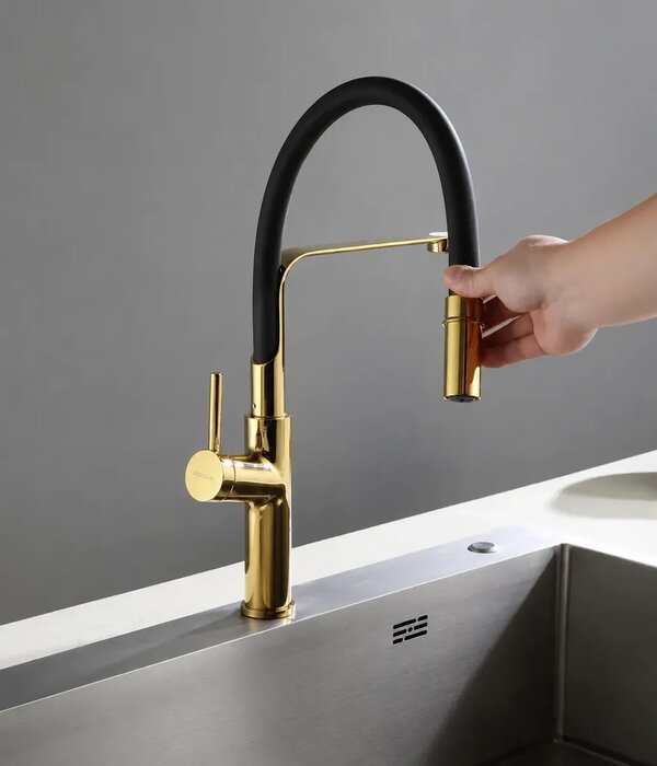 Torneira Monocomando Gourmet Dourado Brilho - Deck Casa