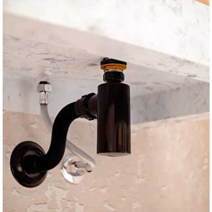 Sifão Com Copo Parede Flexível Black - Blukit