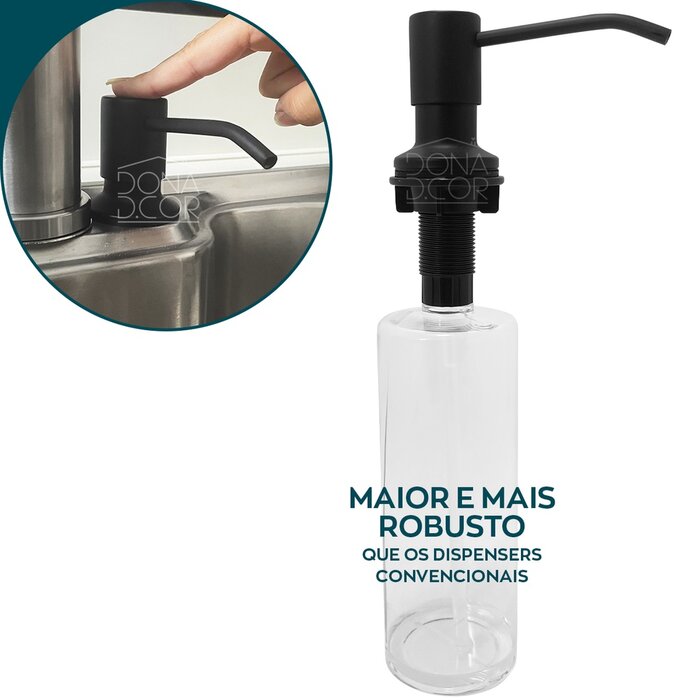 Dosador de detergente Líquido em Aço Inox Black Matte - Ghelplus
