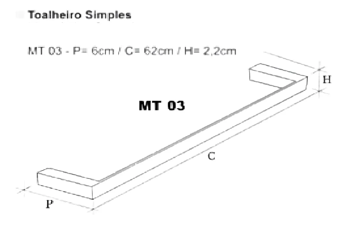 Toalheiro de Banho 60cm Linha Metric Rose
