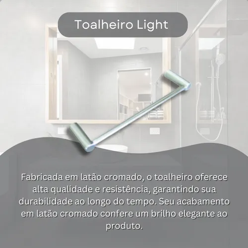 Toalheiro de banho Simples Light 55 Cm Cromado Cony
