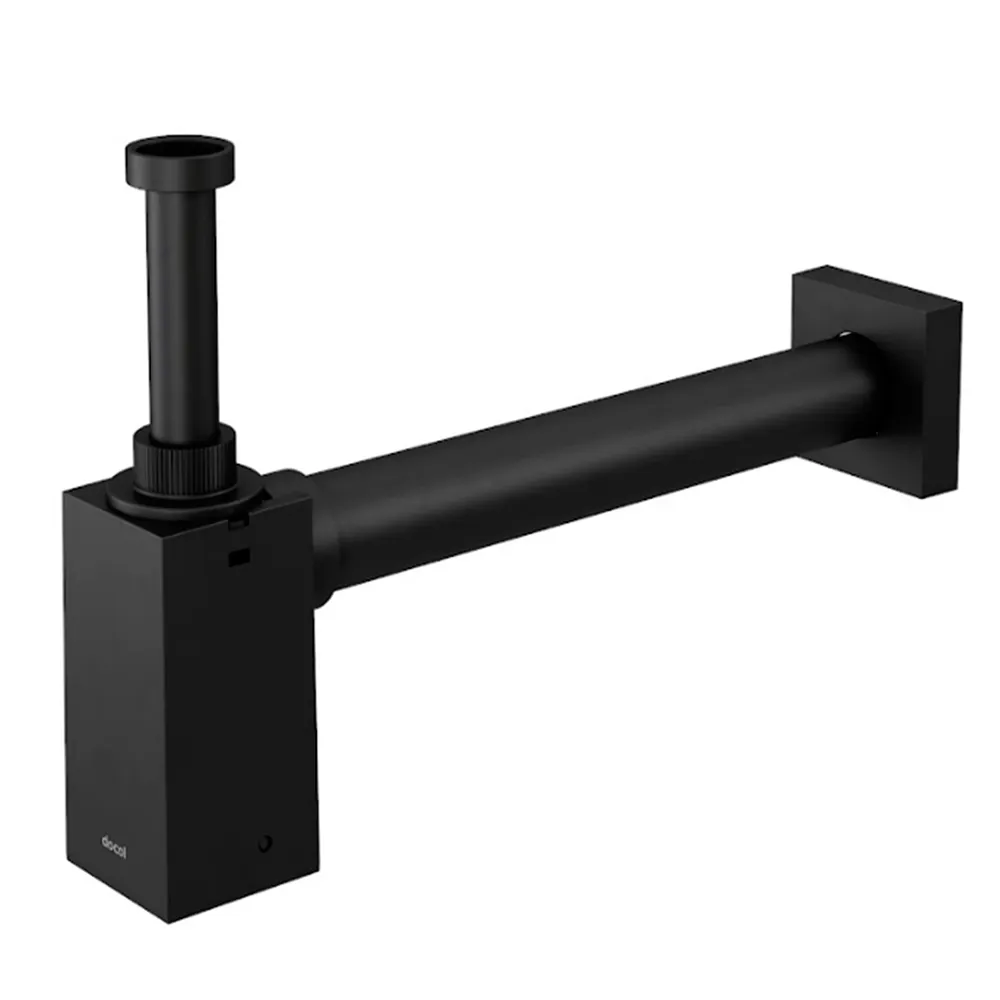 Sifão Quadrado Para Lavatório Movel Lux - Preto Fosco