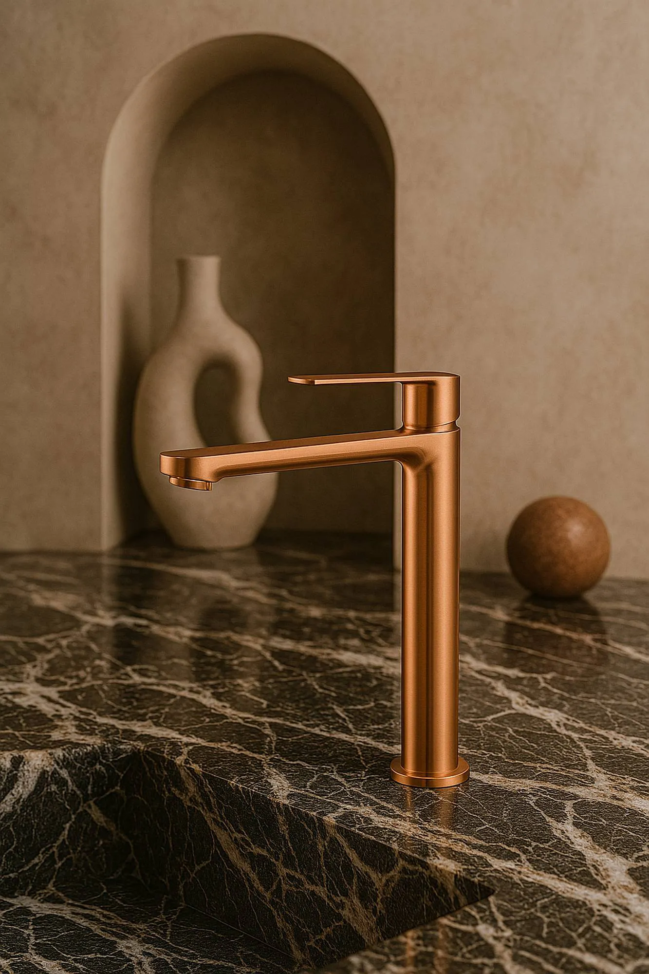 Torneira Monocomando Bica Alta Rose Gold - Kromma KR649N