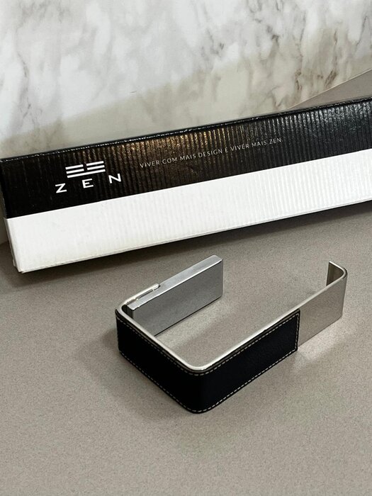 Papeleira Soul Zen Design Cromado com Couro