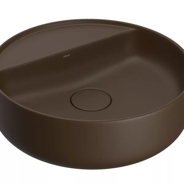 Cuba De Apoio Redonda 40cm Com Mesa Marrom Fosco Slim Deca