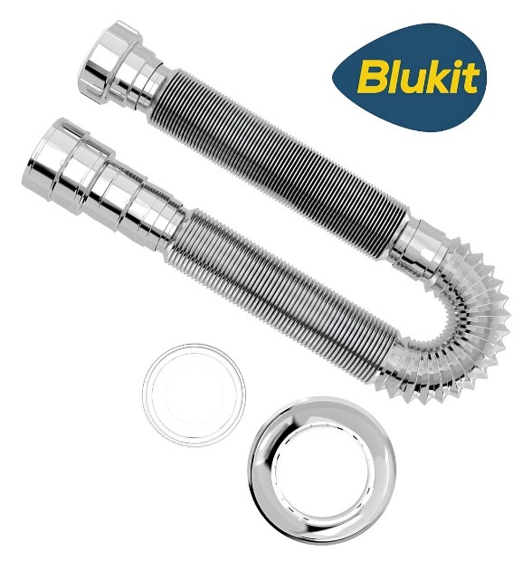 Sifão Sanfonado Extensível Blukit 1,5m Cromado Universal