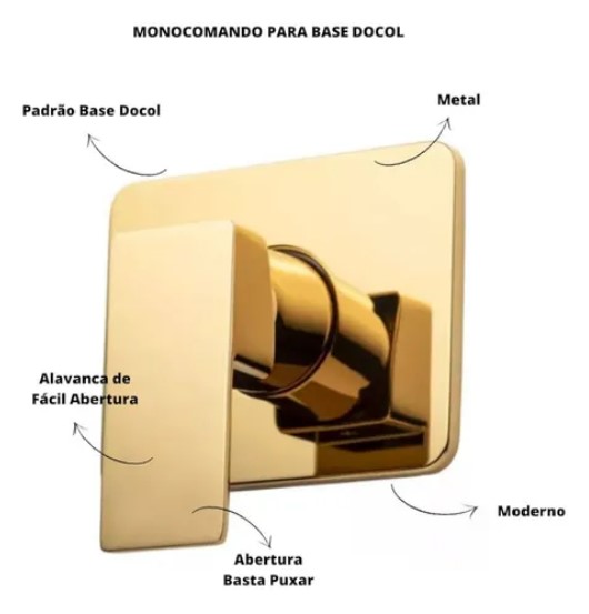 Acabamento para base monocomando de chuveiro Docol - Rainha / Gold Brilhante