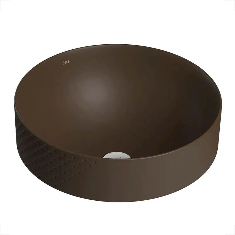 Cuba de Sobrepor Lavatório Redonda Textura Deca Diamante 40x40cm Marrom Fosco - L.1050.ls.22 MARROM FOSCO