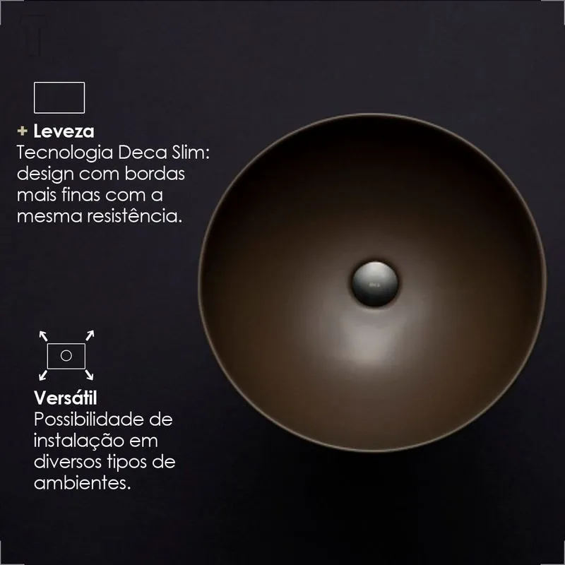 Cuba de Sobrepor Lavatório Redonda Textura Deca Diamante 40x40cm Marrom Fosco - L.1050.ls.22 MARROM FOSCO