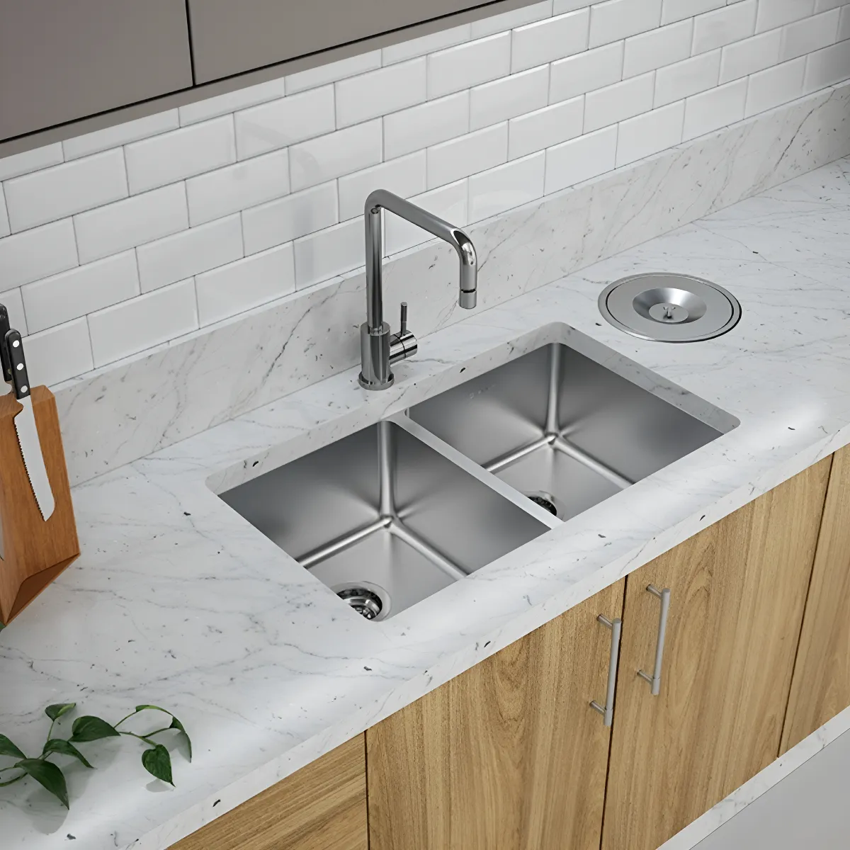 Cuba Dupla Inox 74,5x44x20cm Embutir Acetinado Premium - Ghelplus