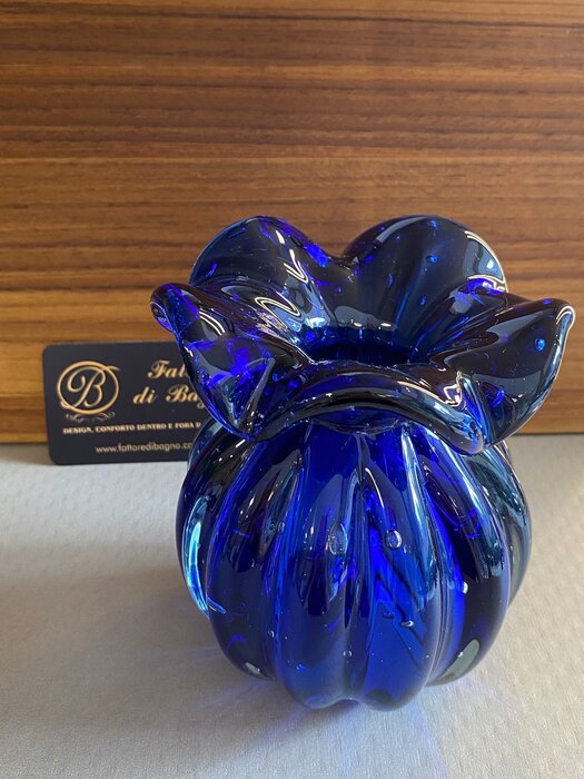 Vaso De Decoração em Murano Linha Trouxinha Azul Marinho - Muranos Gileno