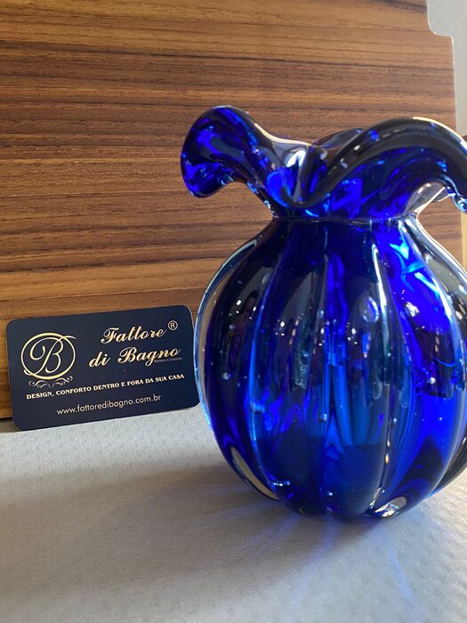 Vaso De Decoração em Murano Linha Trouxinha Azul Marinho - Muranos Gileno