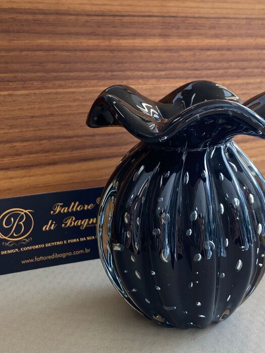 Vaso De Decoração em Murano Linha Trouxinha Black - Muranos Gileno