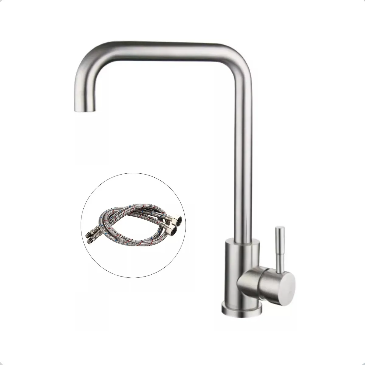 Torneira cozinha Monocomando Aço inox escovado