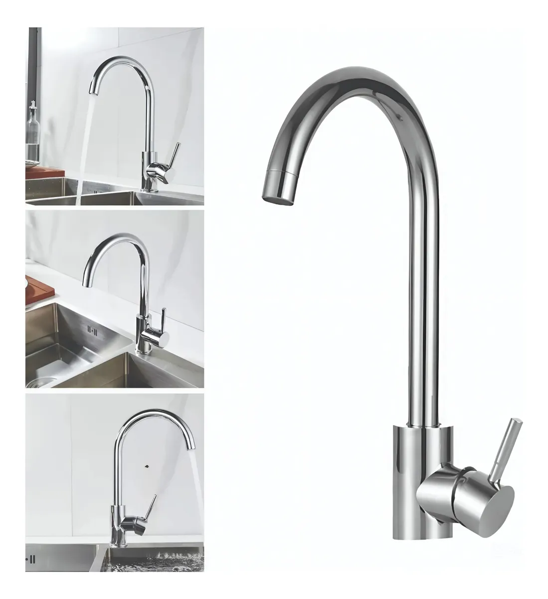 Torneira monocomando de cozinha  -  Cromada Alto Brilho