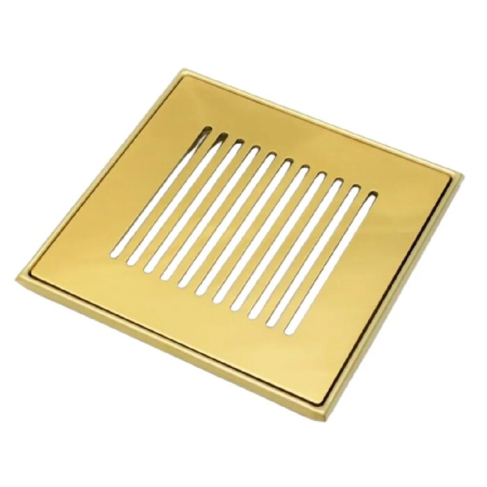 Grelha com Base 15x15cm listras Gold Polido - Invinox